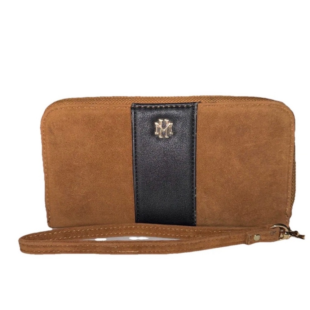 Hallmark Brown and Black Suede Wristlet Wallet